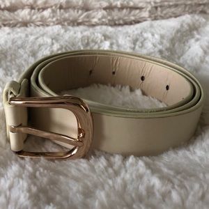 Cream Faux Leather Belt